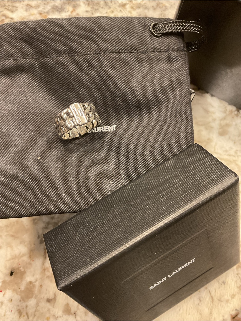 Saint Laurent Silver Chain-Link Woman’s Ring - Sterling Silver and bonus gifts 🤗